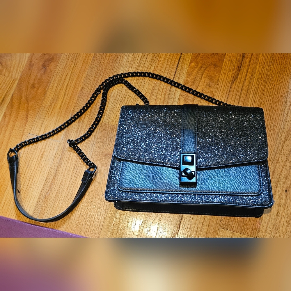 Brand New Aldo Black Glitter Crossbody Bag
